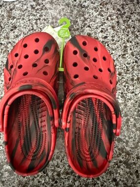 CROCS Red & Black Tie-Dye Clog